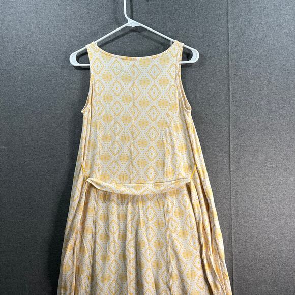 Cuddl Duds Petite Flexwear Paneled Maxi Dress Yellow Eyelet, Petite Small - Picture 11 of 11
